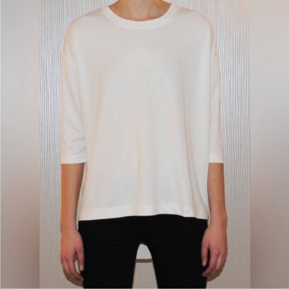 🇺🇸 NATION LTD Mickey Tee 3/4 Length Sleeve Oversized High Low Top Ivory Small